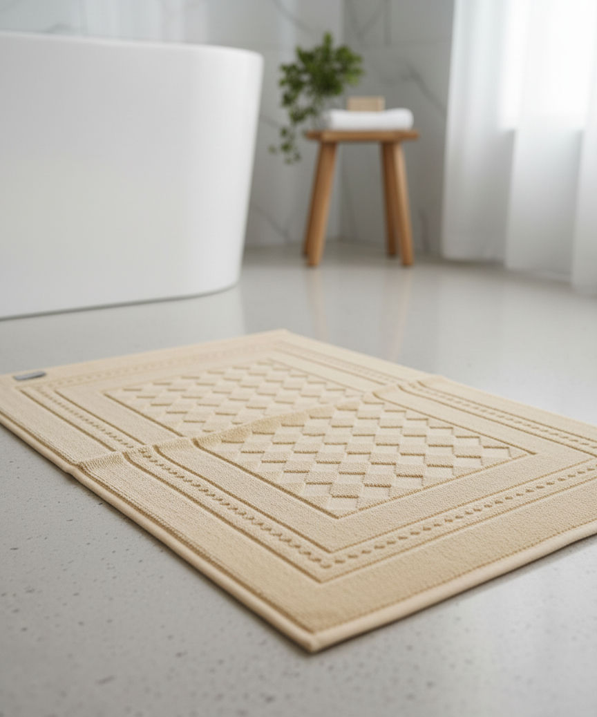 Lüks Kabartmalı Kiremit Ayak Havlusu