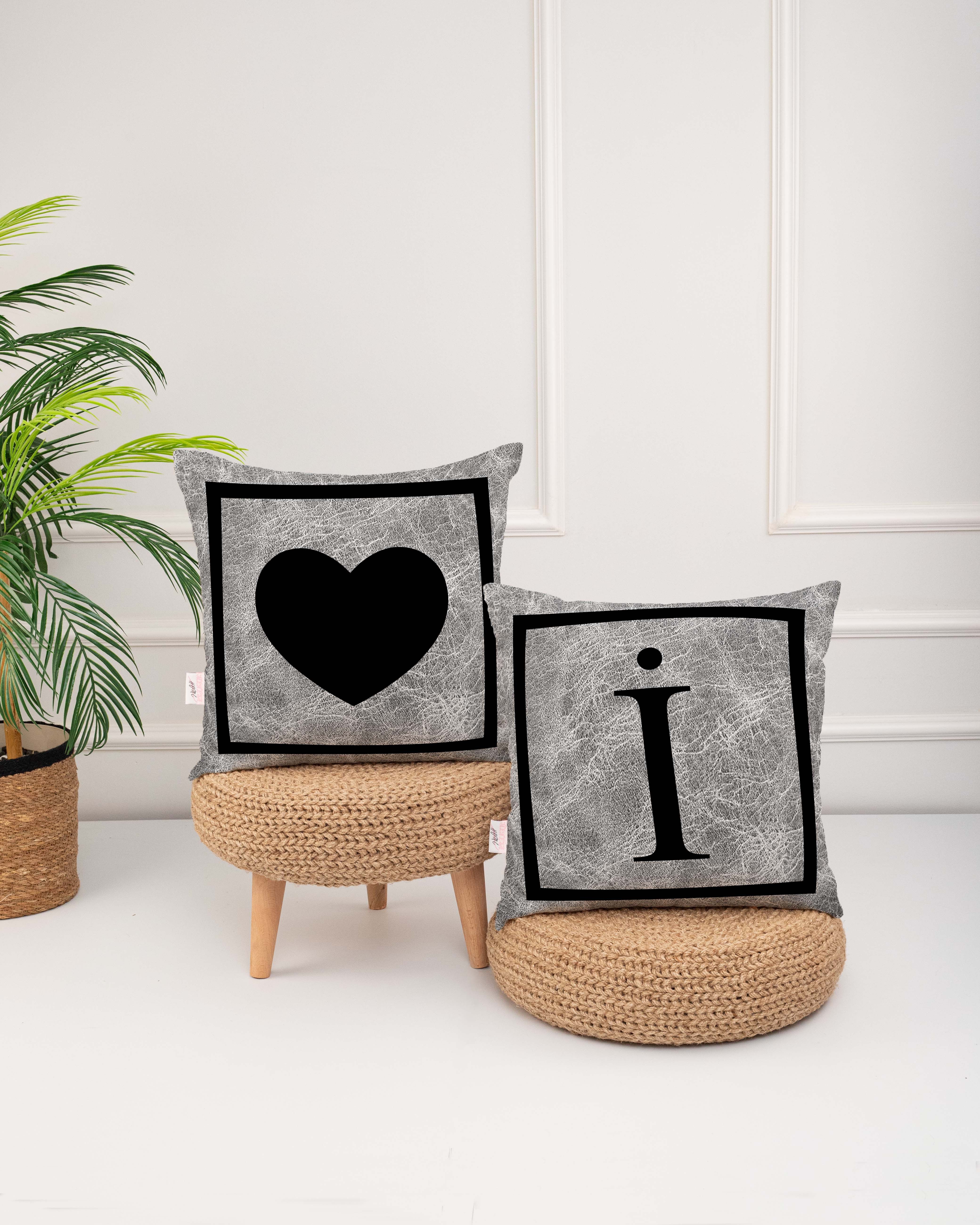 "İ" Harfli 2'li Dijital Baskı Kırlent Kılıfı