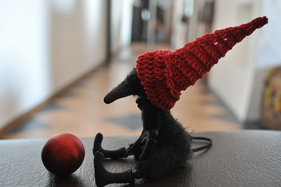 Thumbnail: Tiny Black rat 4/5" Boy in a hat