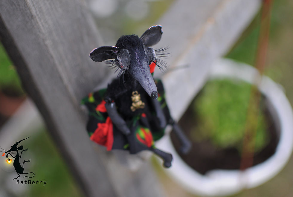 Thumbnail: Tiny Black rat 4/5" Dressed Girl in a tutu