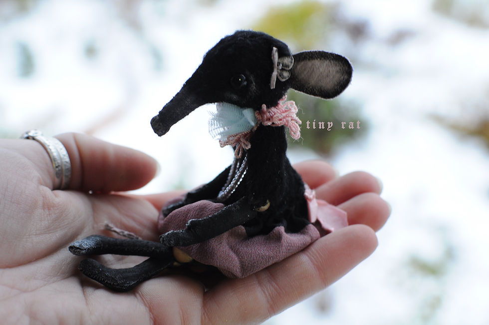 Thumbnail: Tiny Black rat 4/5" Dressed Girl in a tutu
