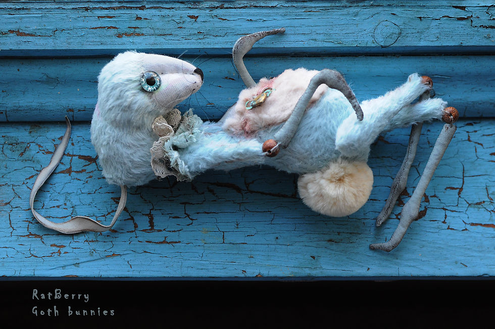 Thumbnail: Turquoise Goth bunny 8/11"