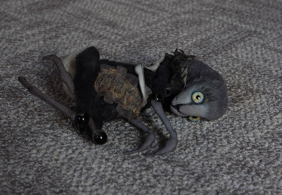 Thumbnail: Dark grey Goth bunny 8/11"