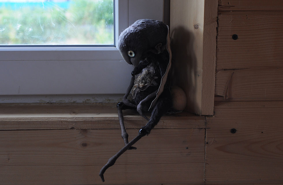 Thumbnail: Dark grey Goth bunny 8/11"
