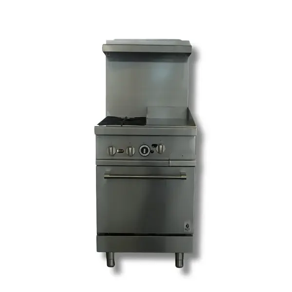 Gas Range 24"w/12" Griddle top with 2 Open Burners HZ-R24-12MG