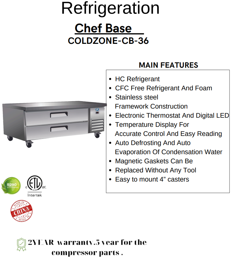 Chef Base COLDZONE-CB-36