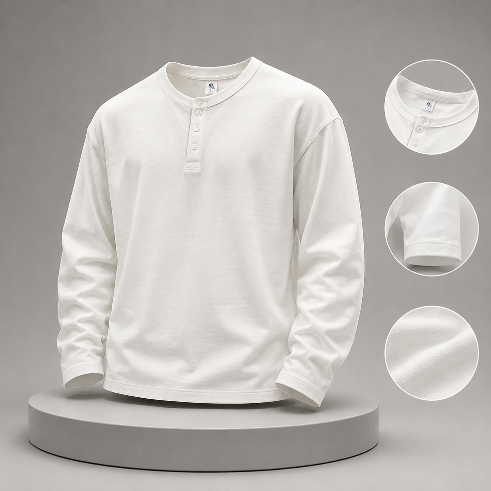 Miniatura: DUKEEN Camisa Henley de Manga Longa 100% Algodão