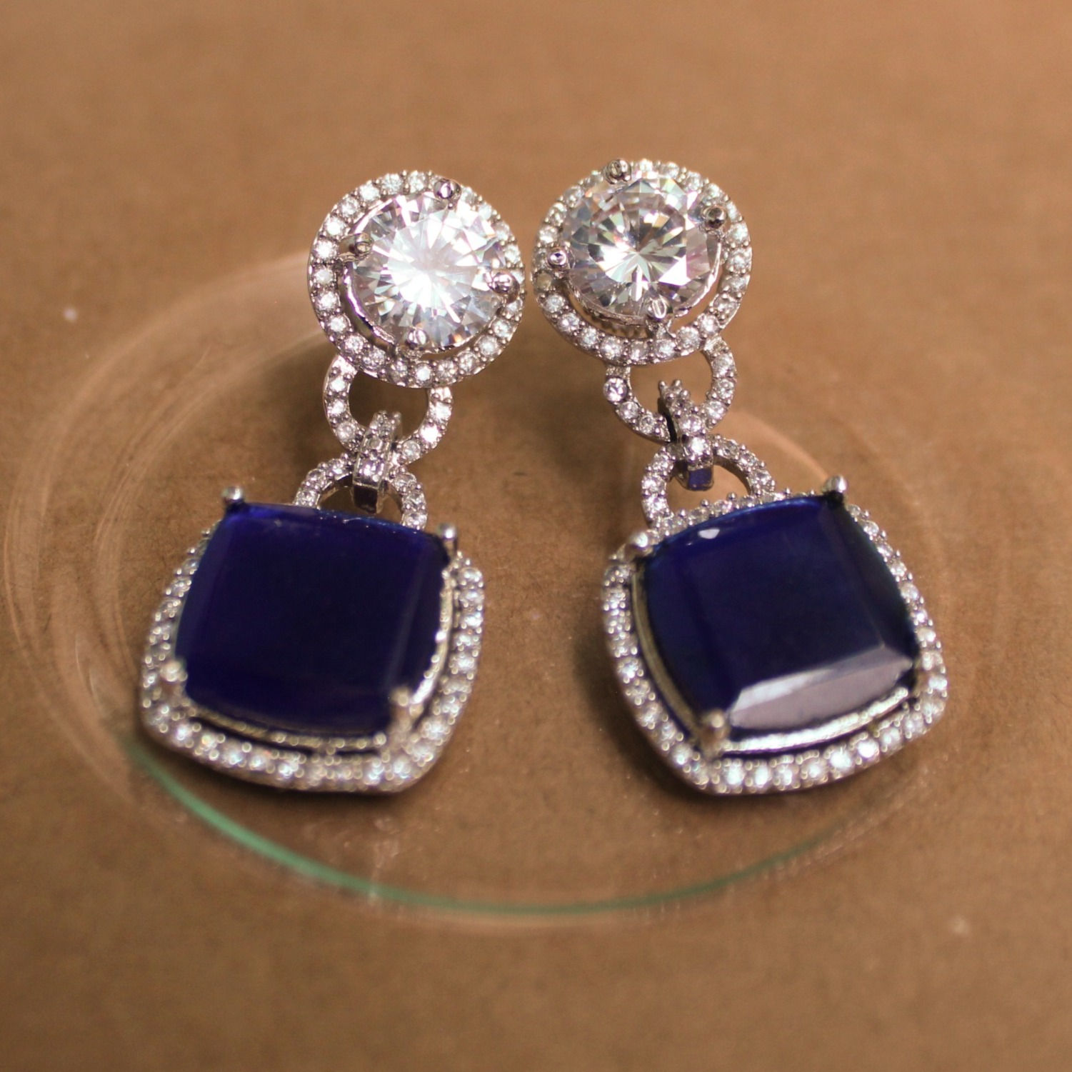 BLUE STONE DIAMOND EARRINGS