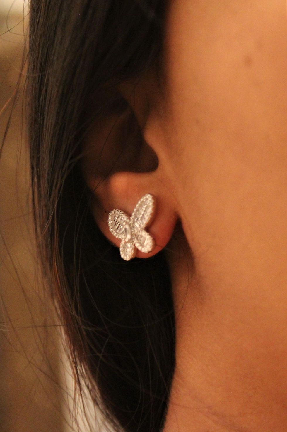 Thumbnail: WHITE BUTTERFLY CZ STUDS