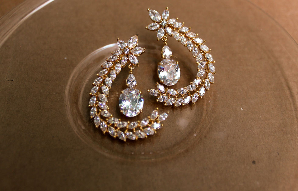 GOLD PLATED DIAMOND DROP EARRINGS