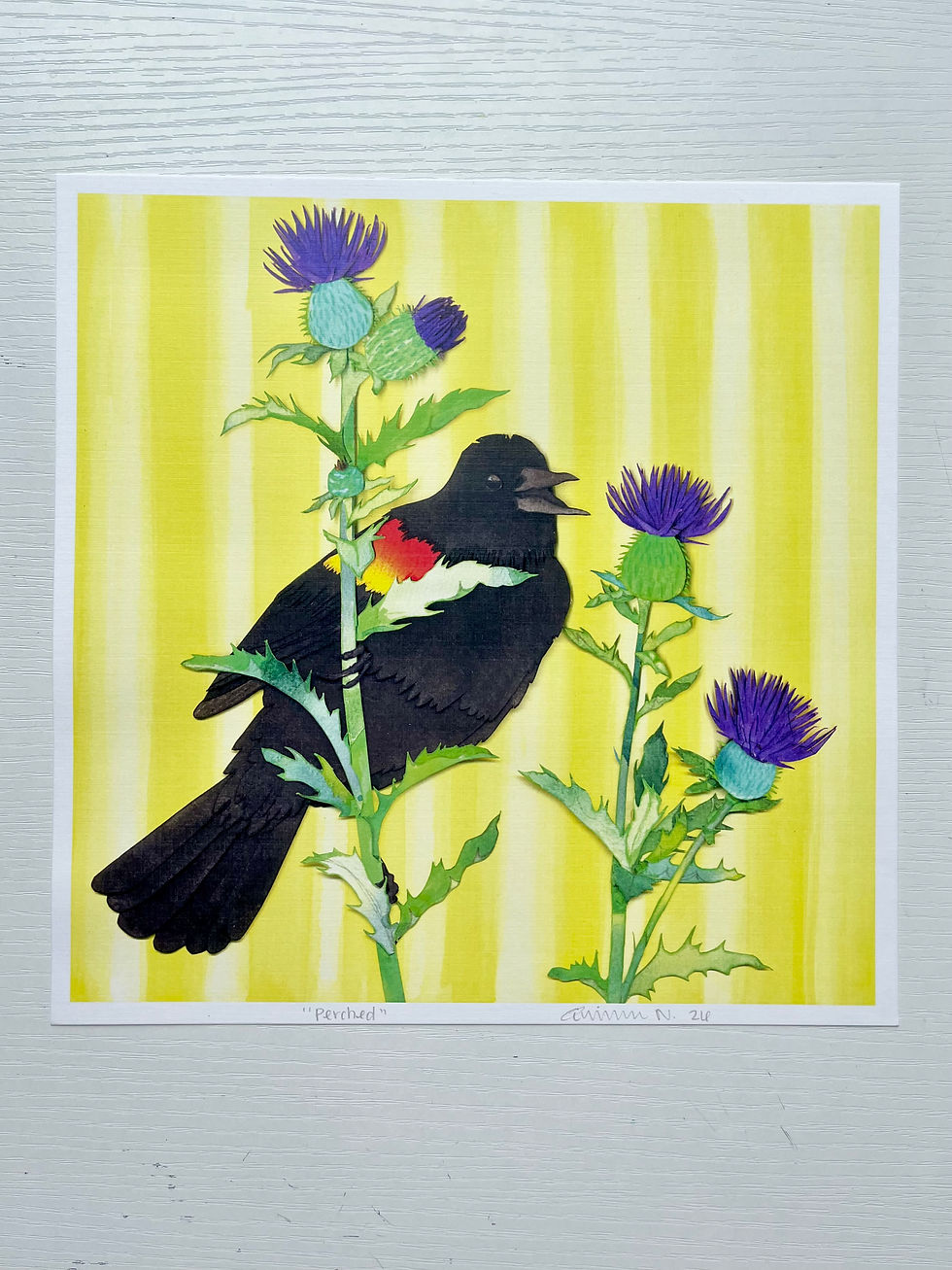 Thumbnail: "Perched" Red-Winged Blackbird Collage | Print