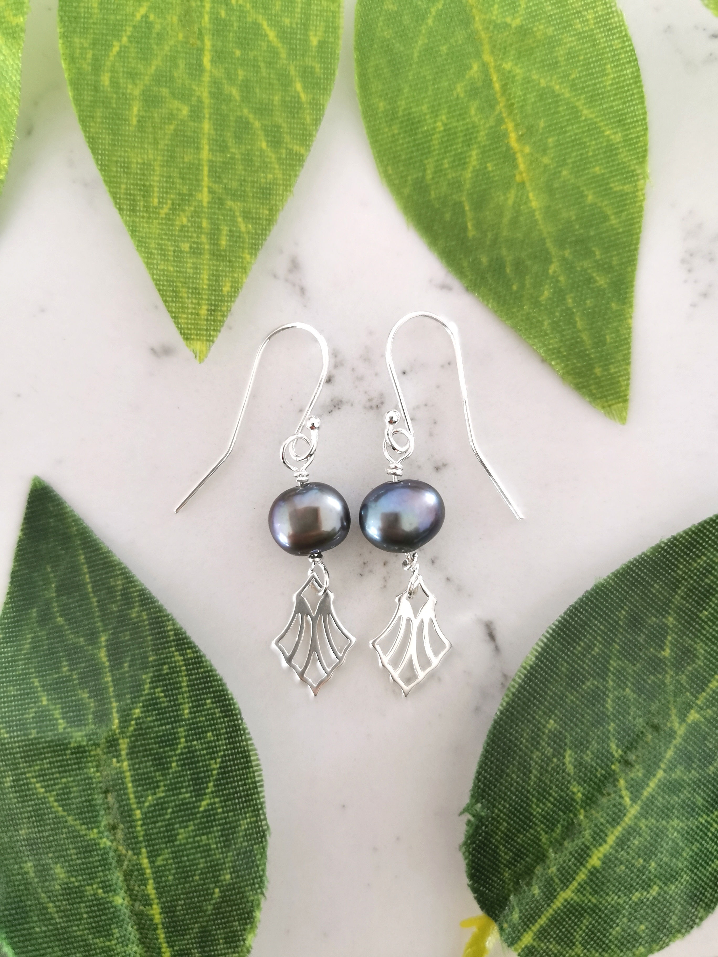 Pearl Deco Drop Earrings