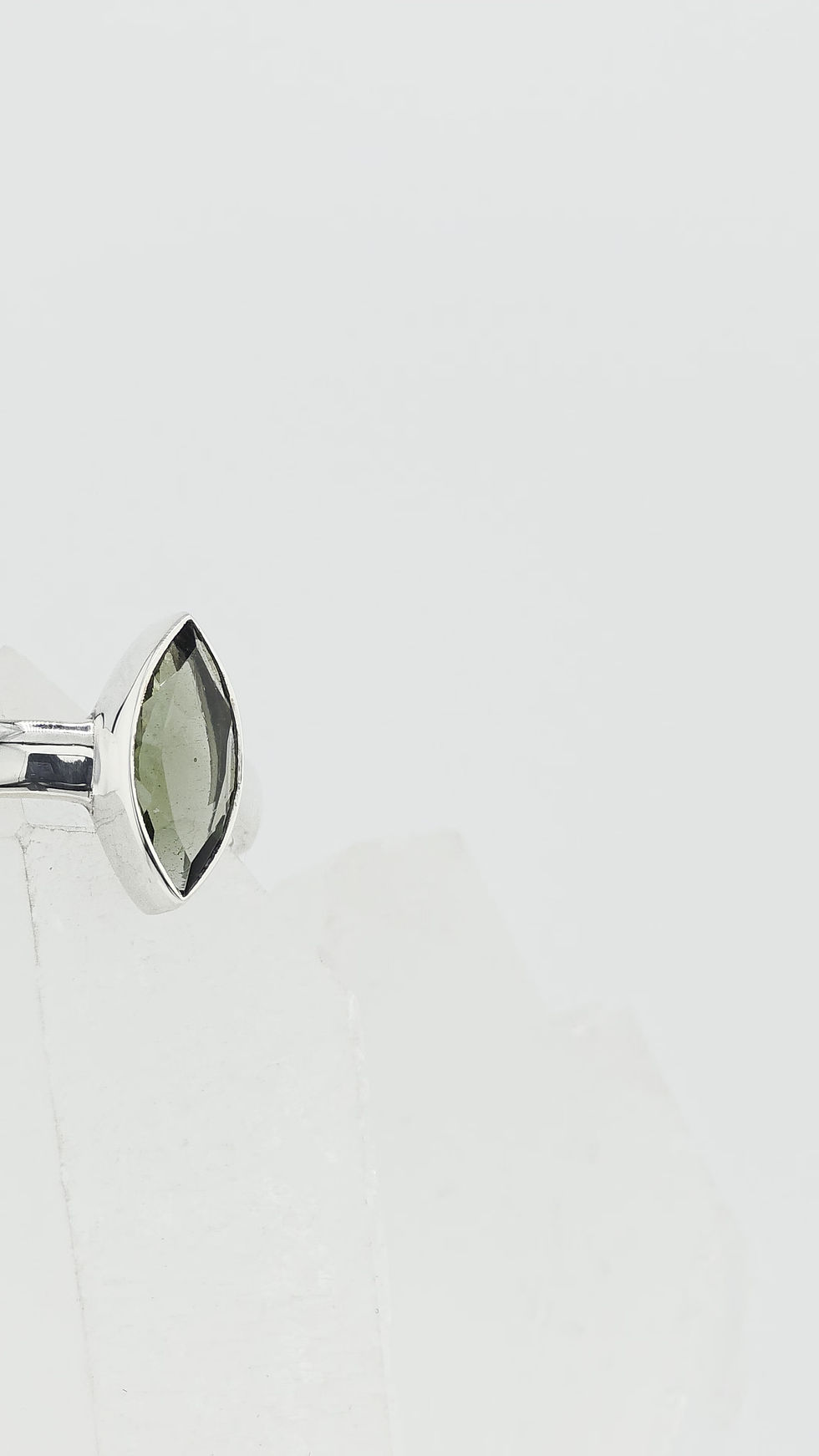 Thumbnail: Faceted Marquies Moldavite Ring Size 6.5