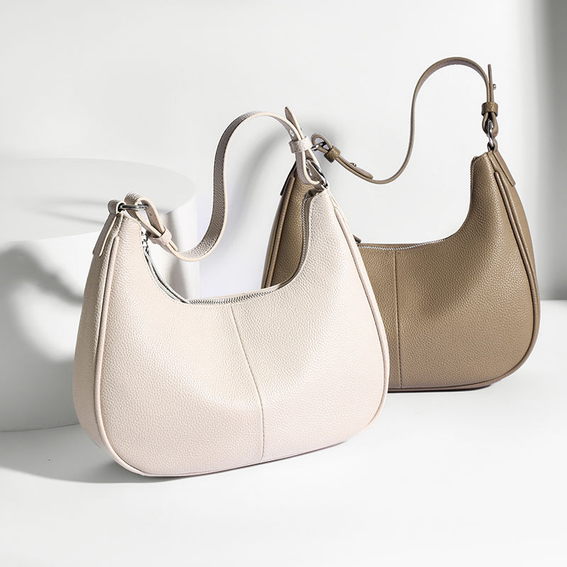 Thumbnail: 100% Genuine Leather Underarm Women Shoulder Crossbody Bag Large Capacity Half-M