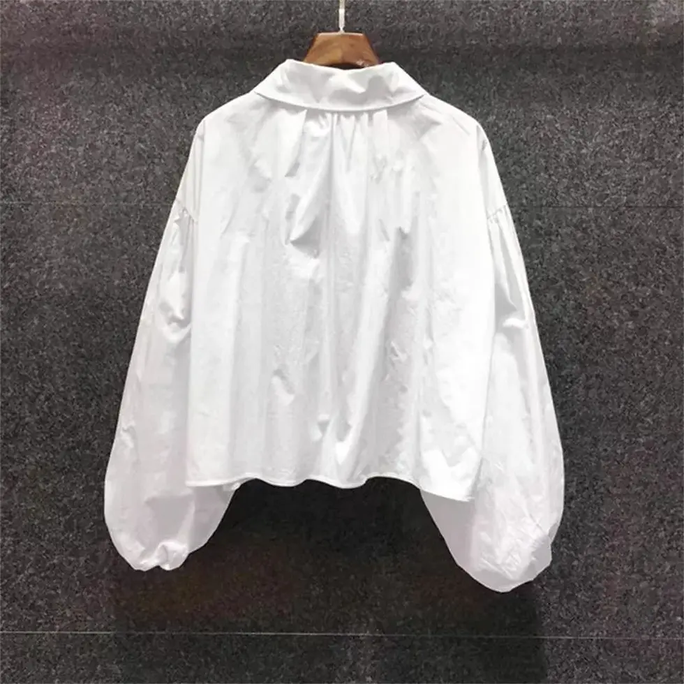 Thumbnail: 2025 Korean Blouse Spring New Fashion Puff Sleeve Shirt Peter Pan Collar Blouses