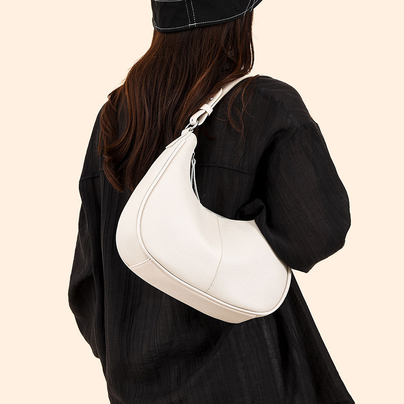 Thumbnail: 100% Genuine Leather Underarm Women Shoulder Crossbody Bag Large Capacity Half-M