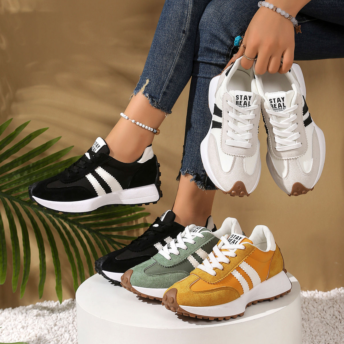 Fashionable New Style Elegant Lace Up Casual Shoes Women Spring/Autumn Round Toe