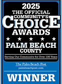 2025 Palm Beach Post Community Choice Award Best Roofing Contractor logo badge
