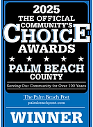 2025 Palm Beach Post Community Choice Award Best Roofing Contractor logo badge