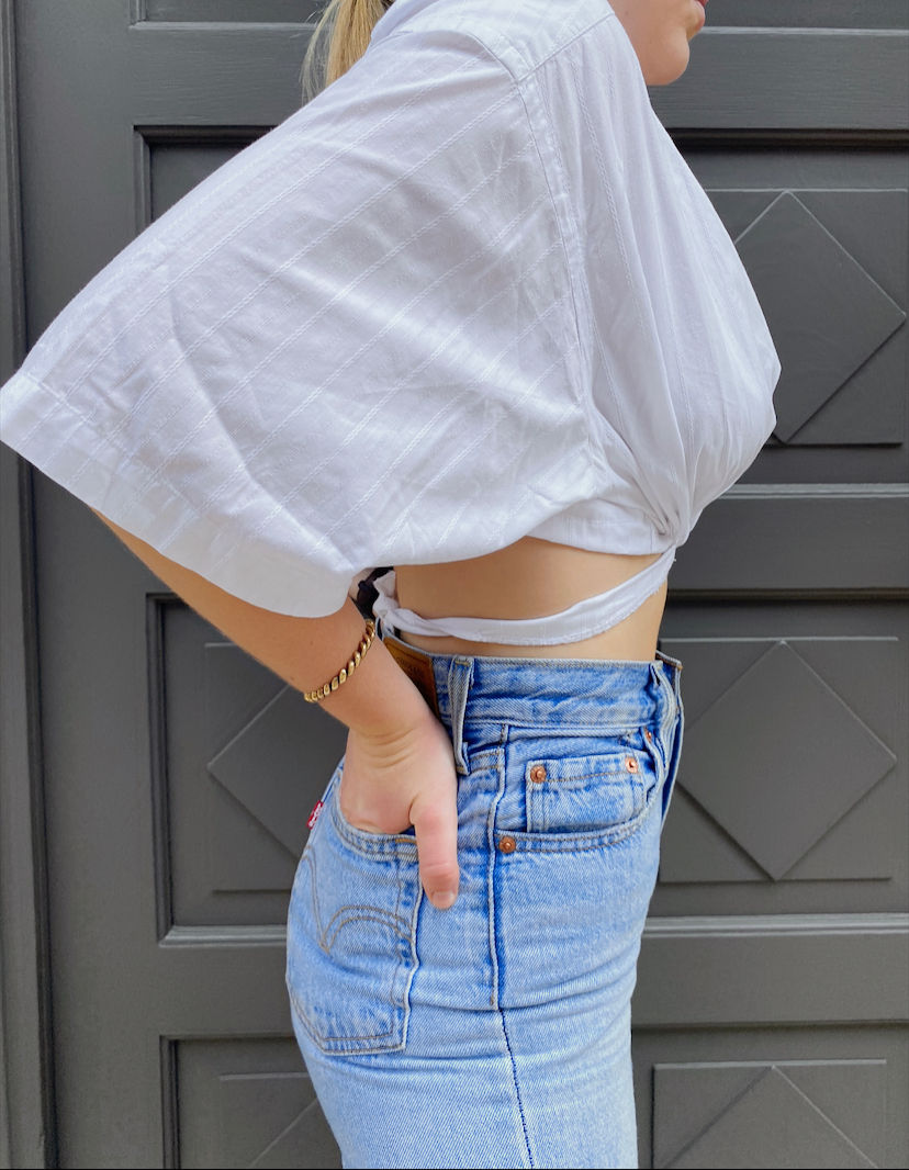Miniaturbild: Reworked vintage cropped blouse with waist-bands