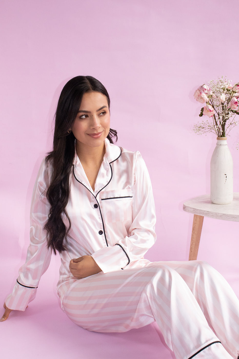 Miniatura: Set 4 piezas rayas rosa