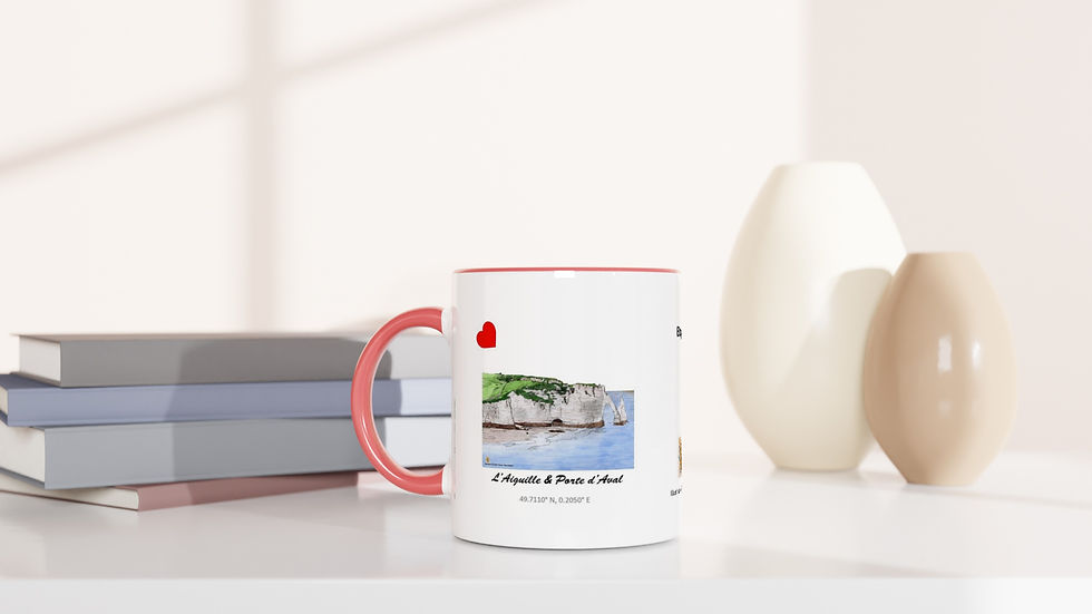 Miniature : Mug 325ml de la falaise d'Aval avec son Aiguille à côté à Étretat