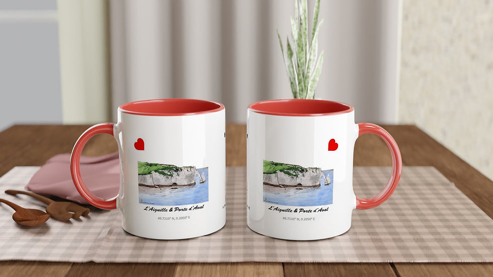 Miniature : Mug 325ml de la falaise d'Aval avec son Aiguille à côté à Étretat