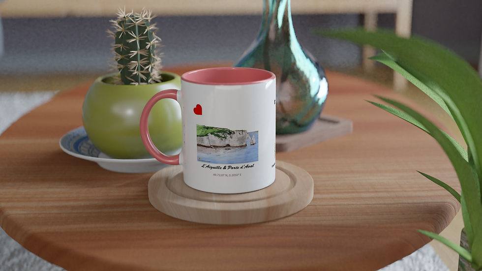 Miniature : Mug 325ml de la falaise d'Aval avec son Aiguille à côté à Étretat
