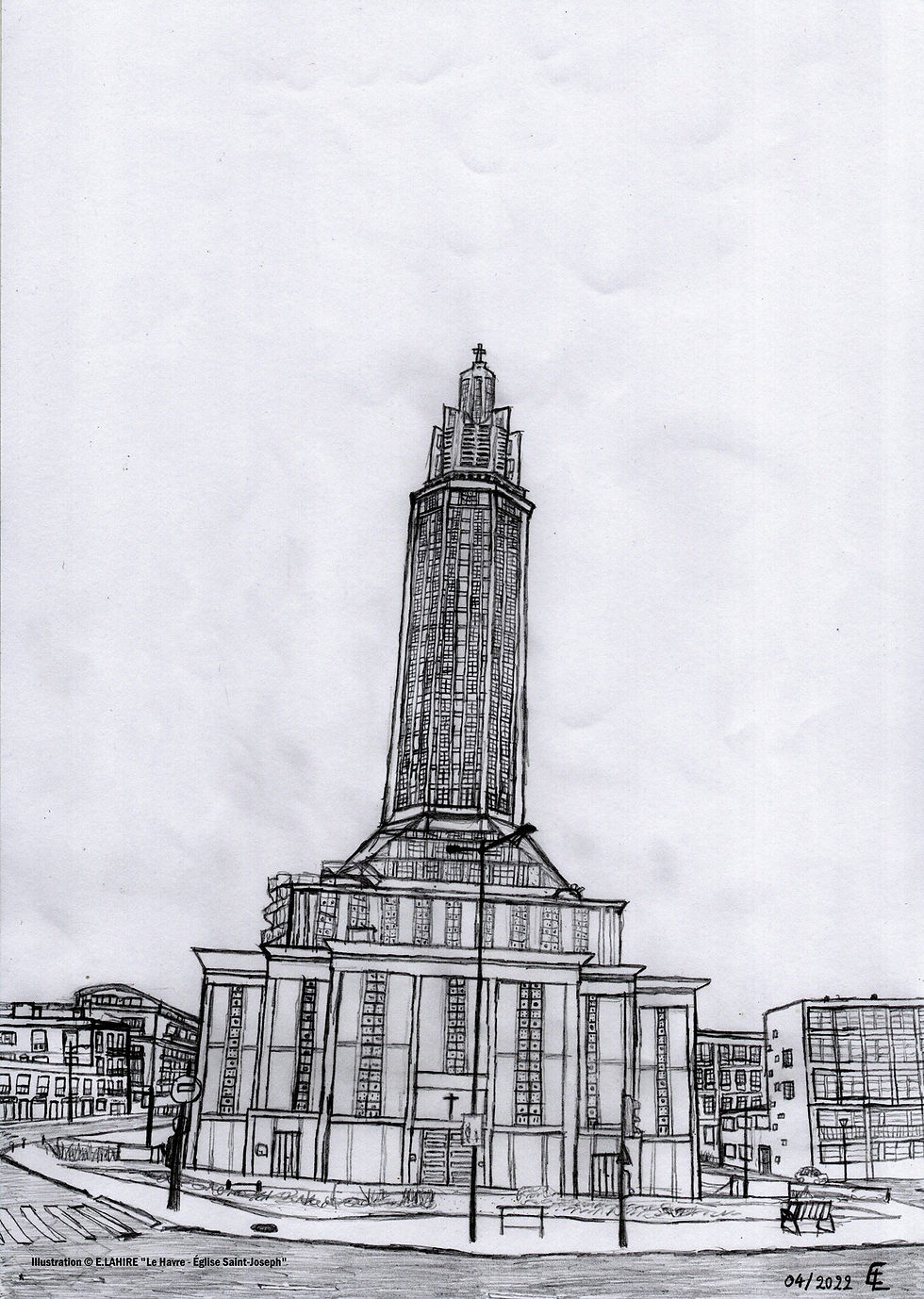 Poster papier type mat premium 200g/m² de l'église Saint-Joseph de le Havre - A4/A3