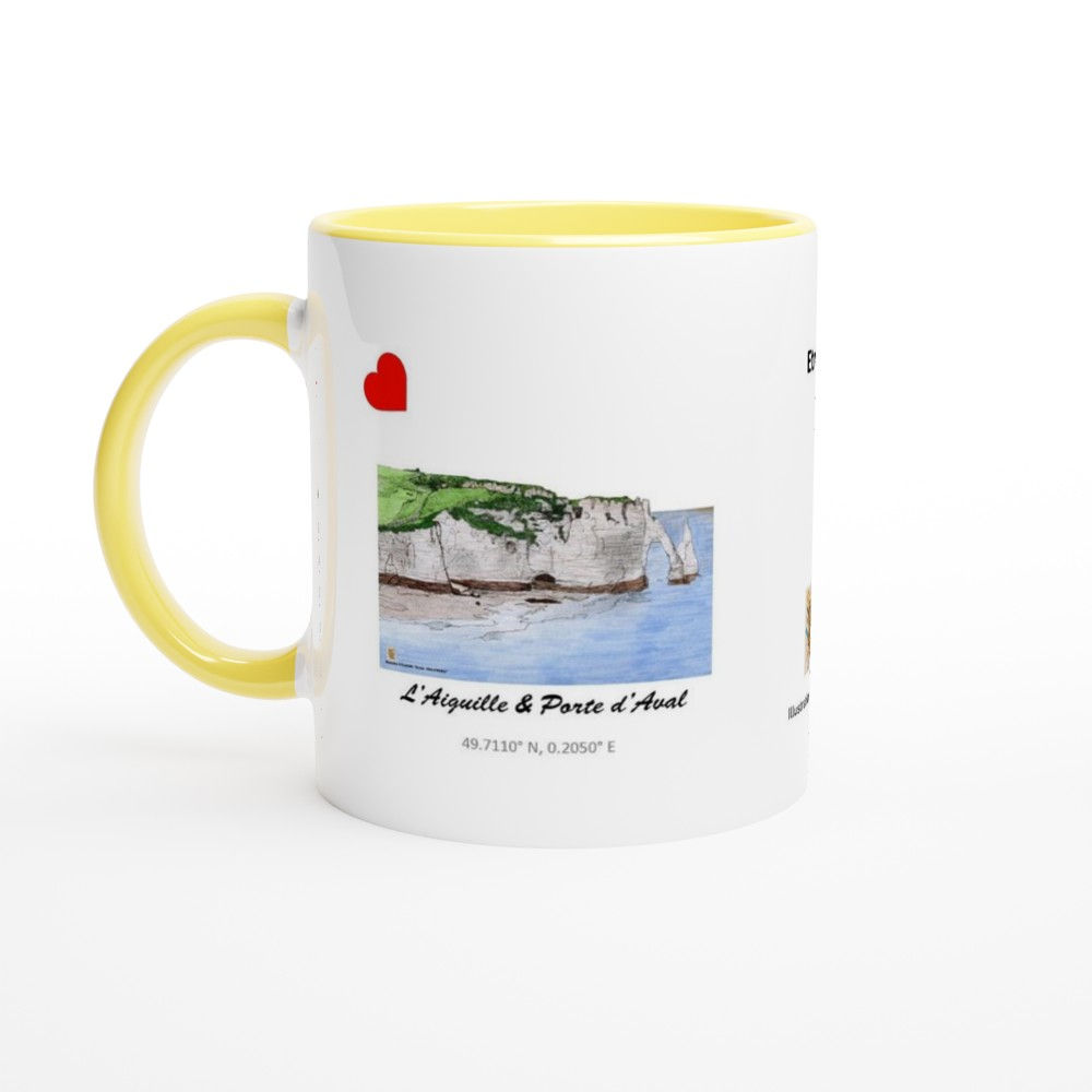 Mug 325ml de la falaise d'Aval avec son Aiguille à côté à Étretat