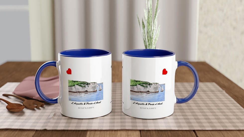 Miniature : Mug 325ml de la falaise d'Aval avec son Aiguille à côté à Étretat