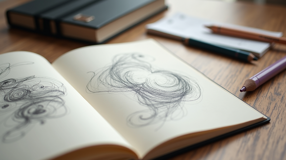 Vue rapprochée d’un carnet de croquis ouvert avec des dessins au crayon