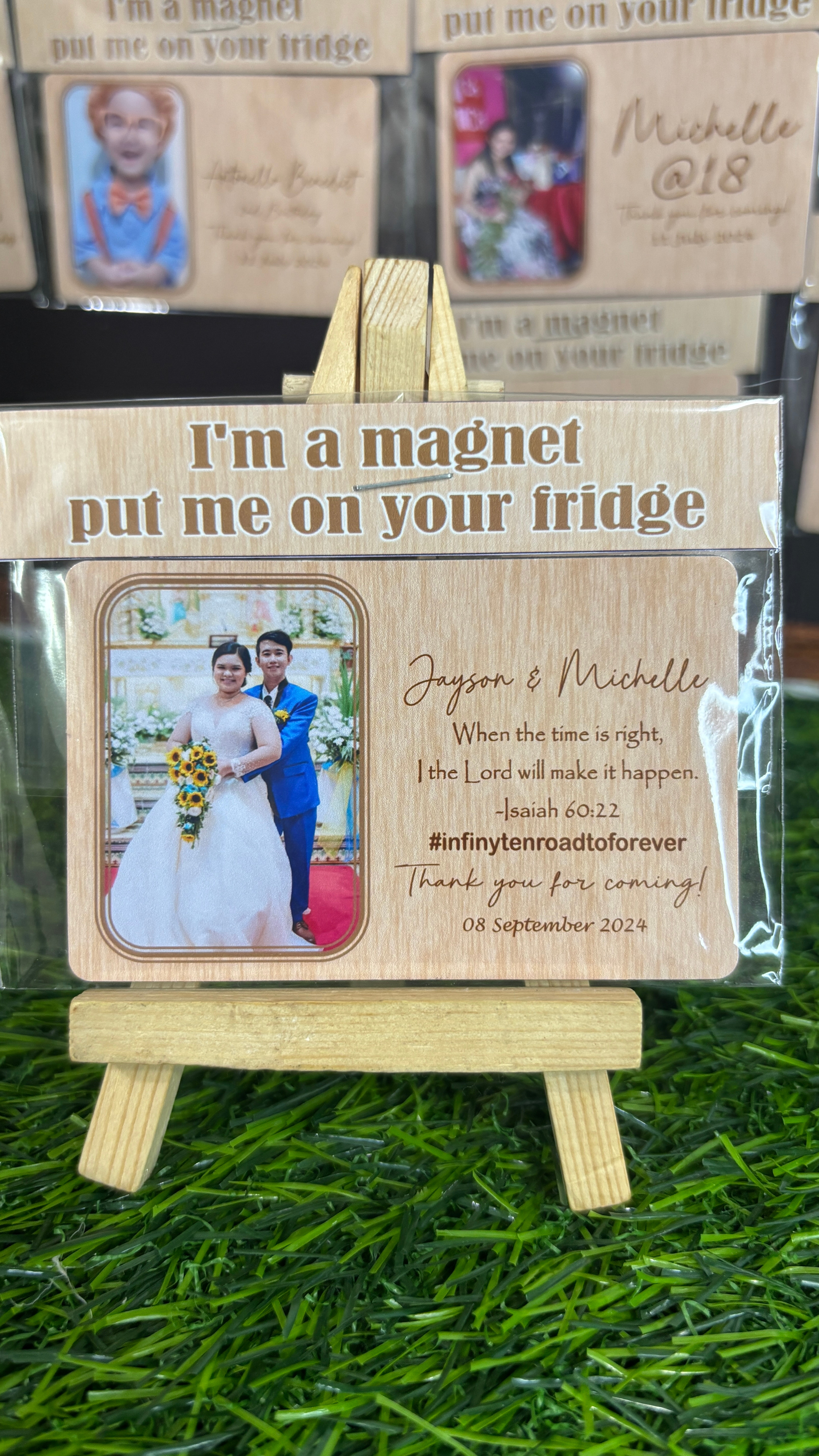 Wedding DESIGN WITH PICTURE | ATM RECTANGLE Wood Design Ref Magnet Souvenir