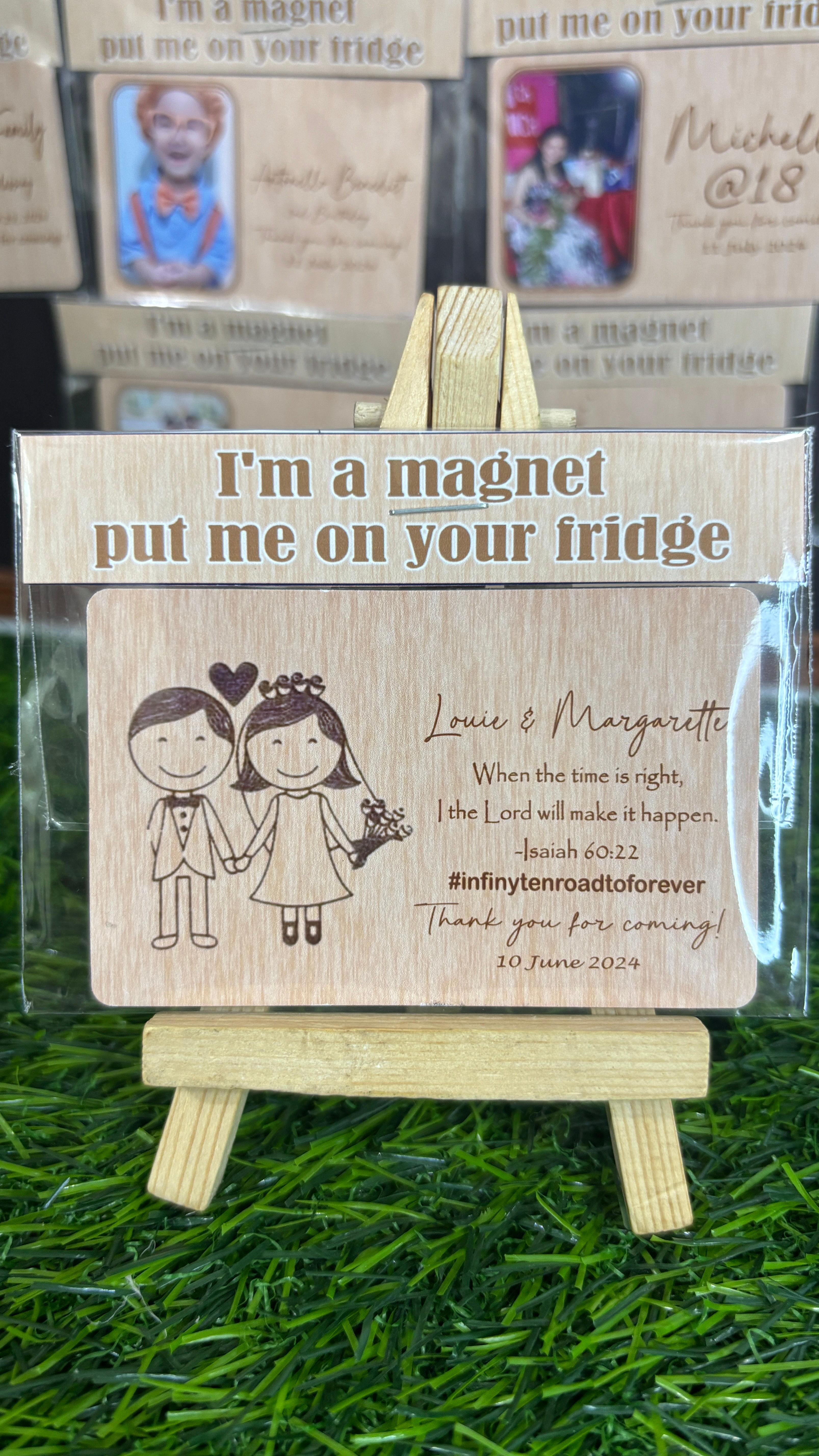 Wedding DESIGN 2 | ATM RECTANGLE Wood Design Ref Magnet Souvenir