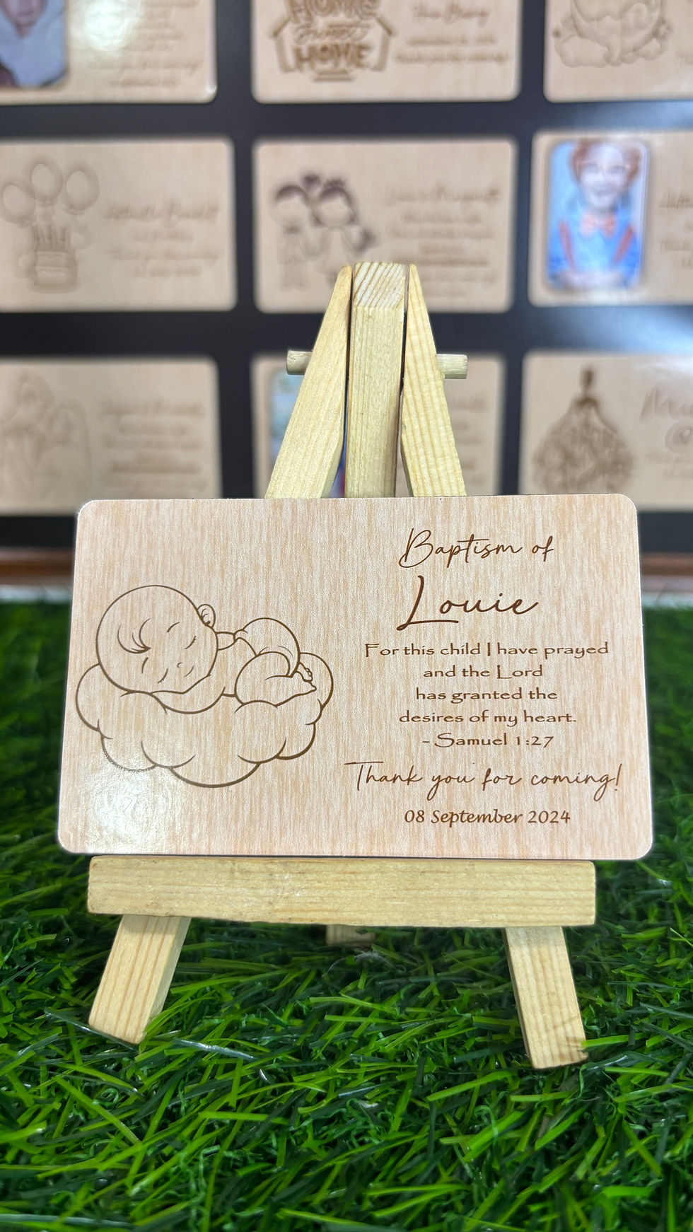 Thumbnail: Christening BOY DESIGN | ATM RECTANGLE Wood Design Ref Magnet Souv