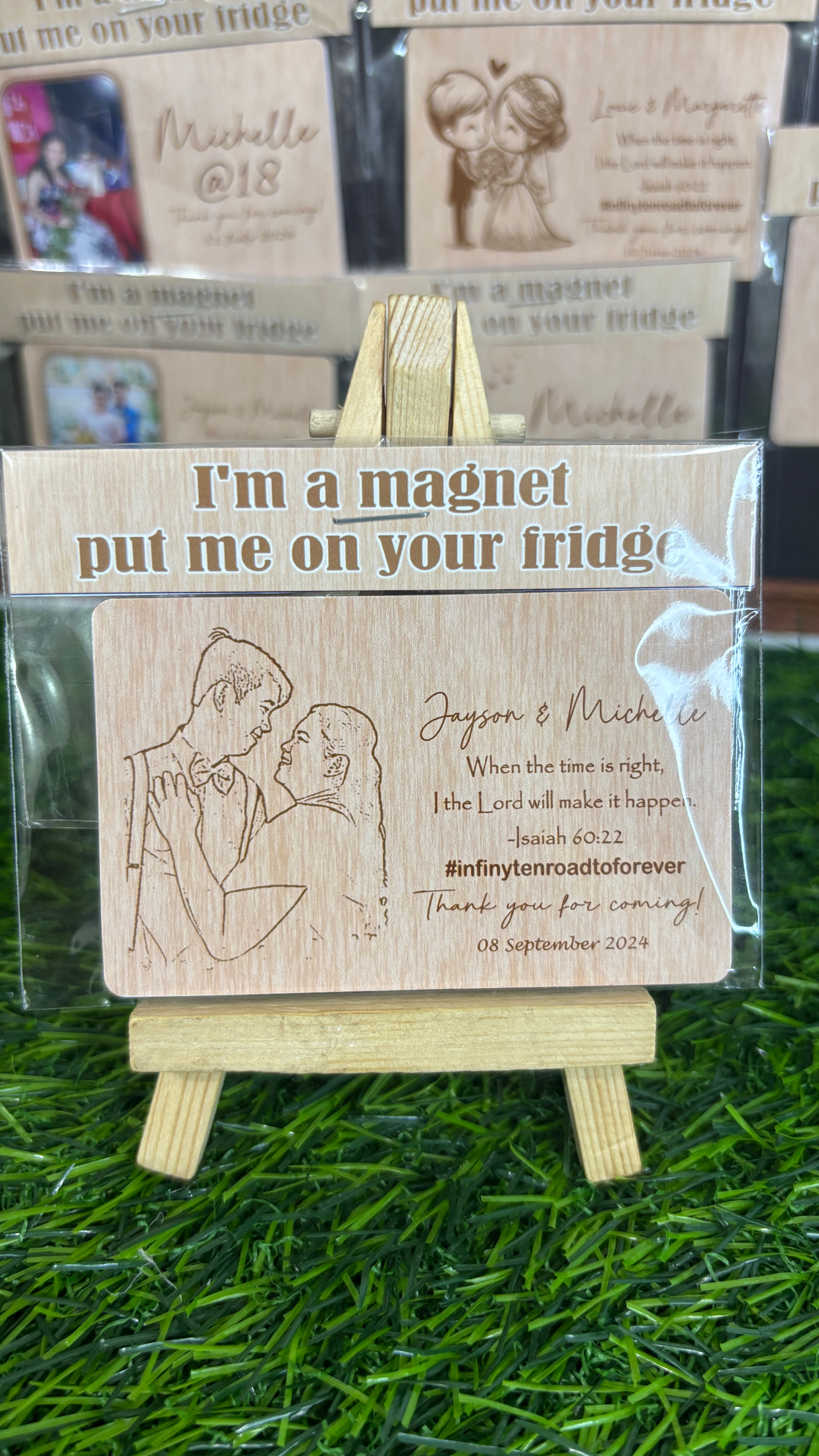 Wedding PERSONALIZED DESIGN | ATM RECTANGLE Wood Design Ref Magnet Souve