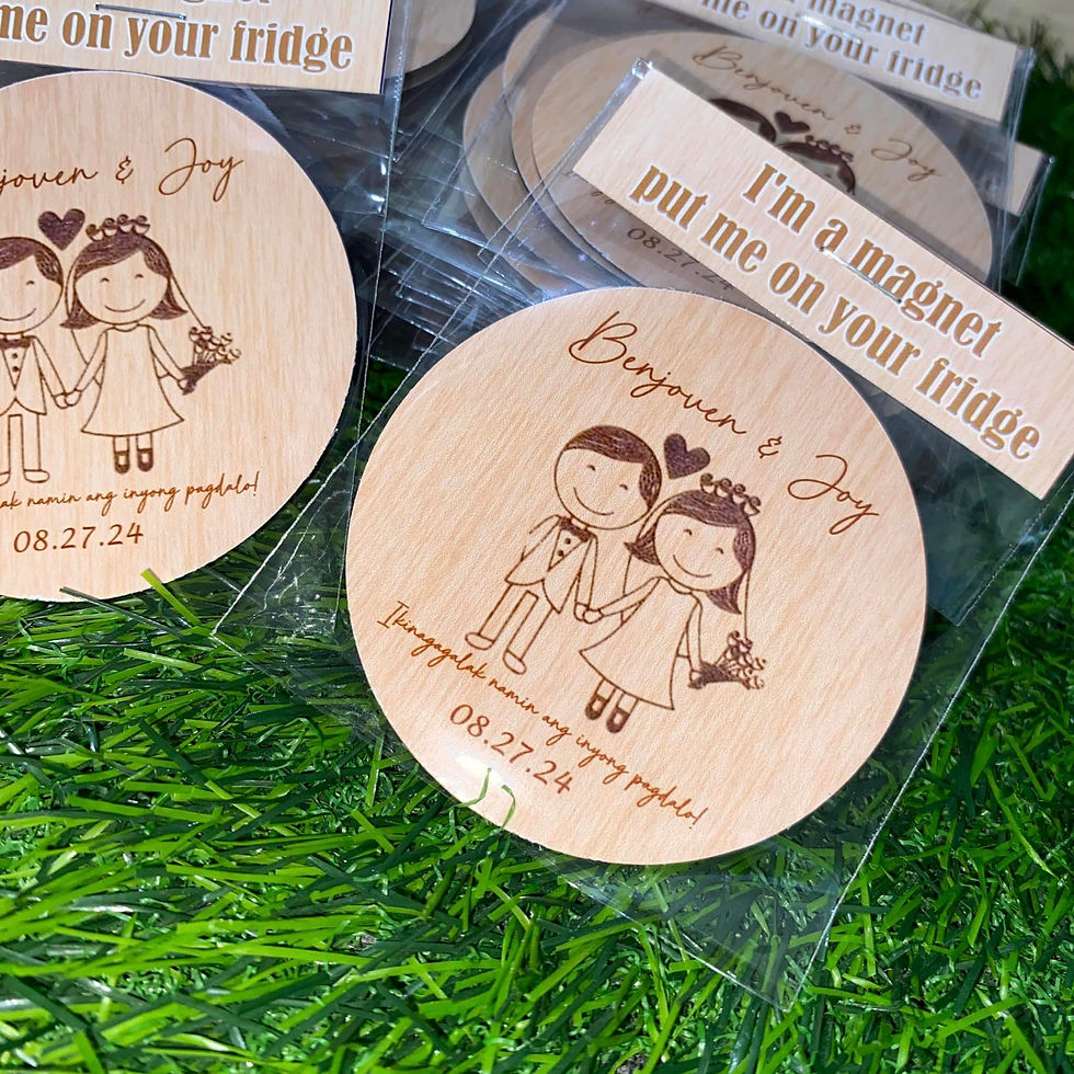 Thumbnail: Wedding DESIGN 2 | CIRCLE Wood Design Ref Magnet Souvenir