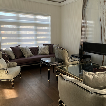 Modern Zebra Shades filtering natural light in a contemporary living room