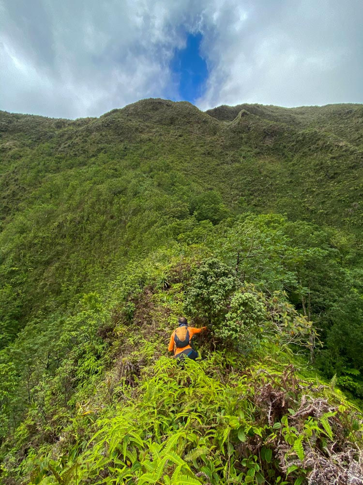 hiker on ridge line