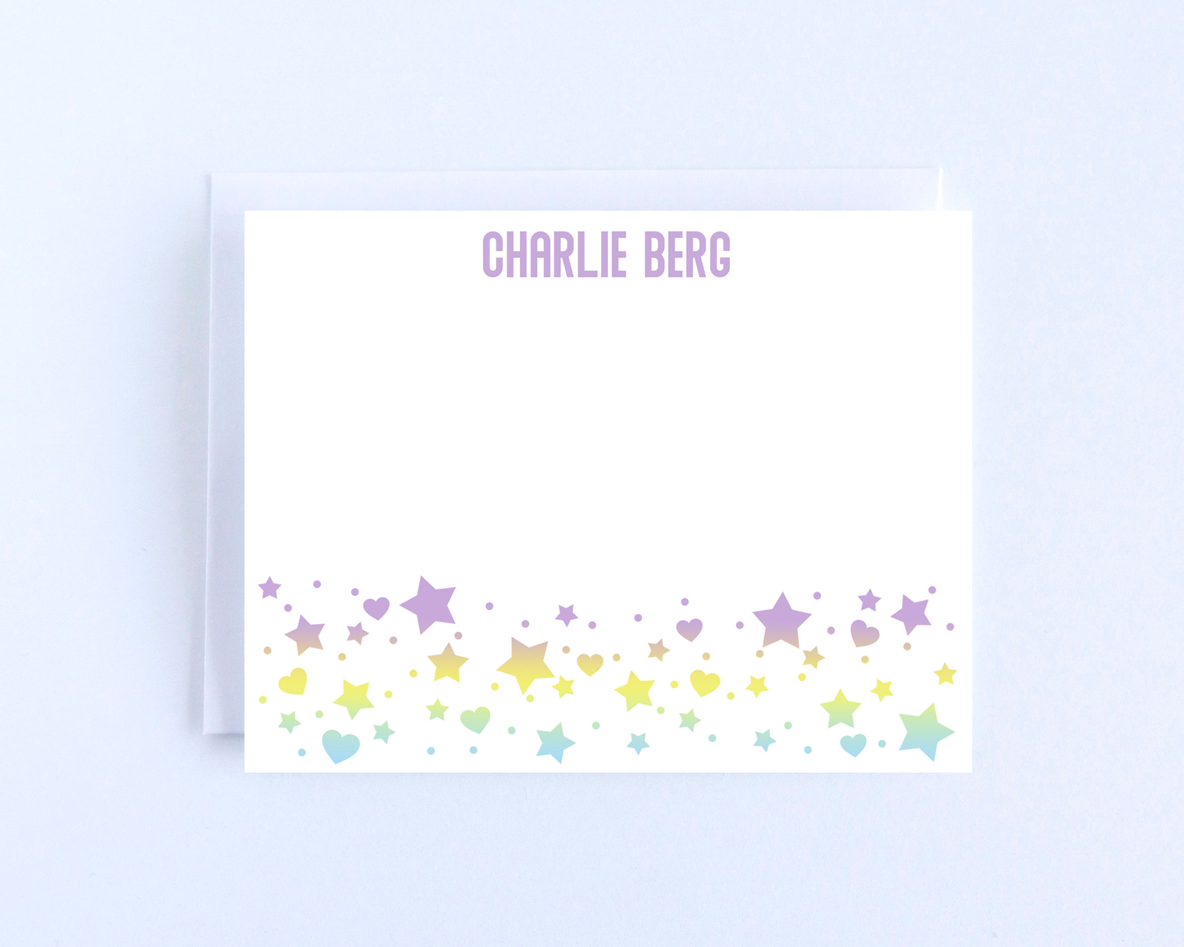 Ombre Stars and Hearts Notecards