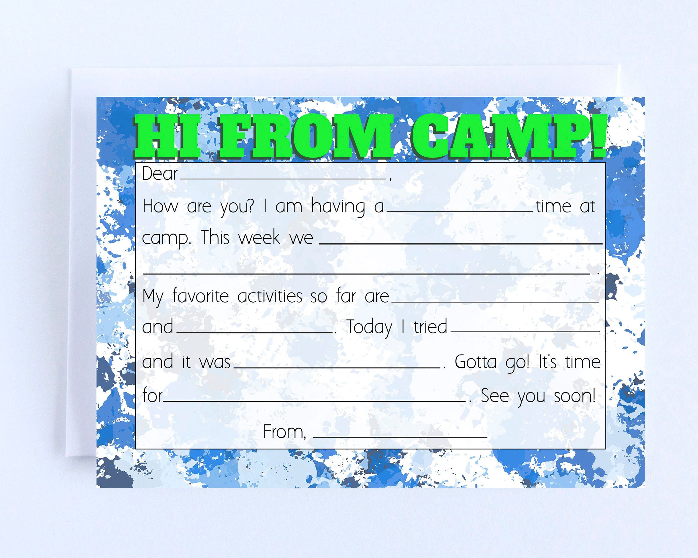 Camp Splatter Blue Fill In - Boxed Set of 10