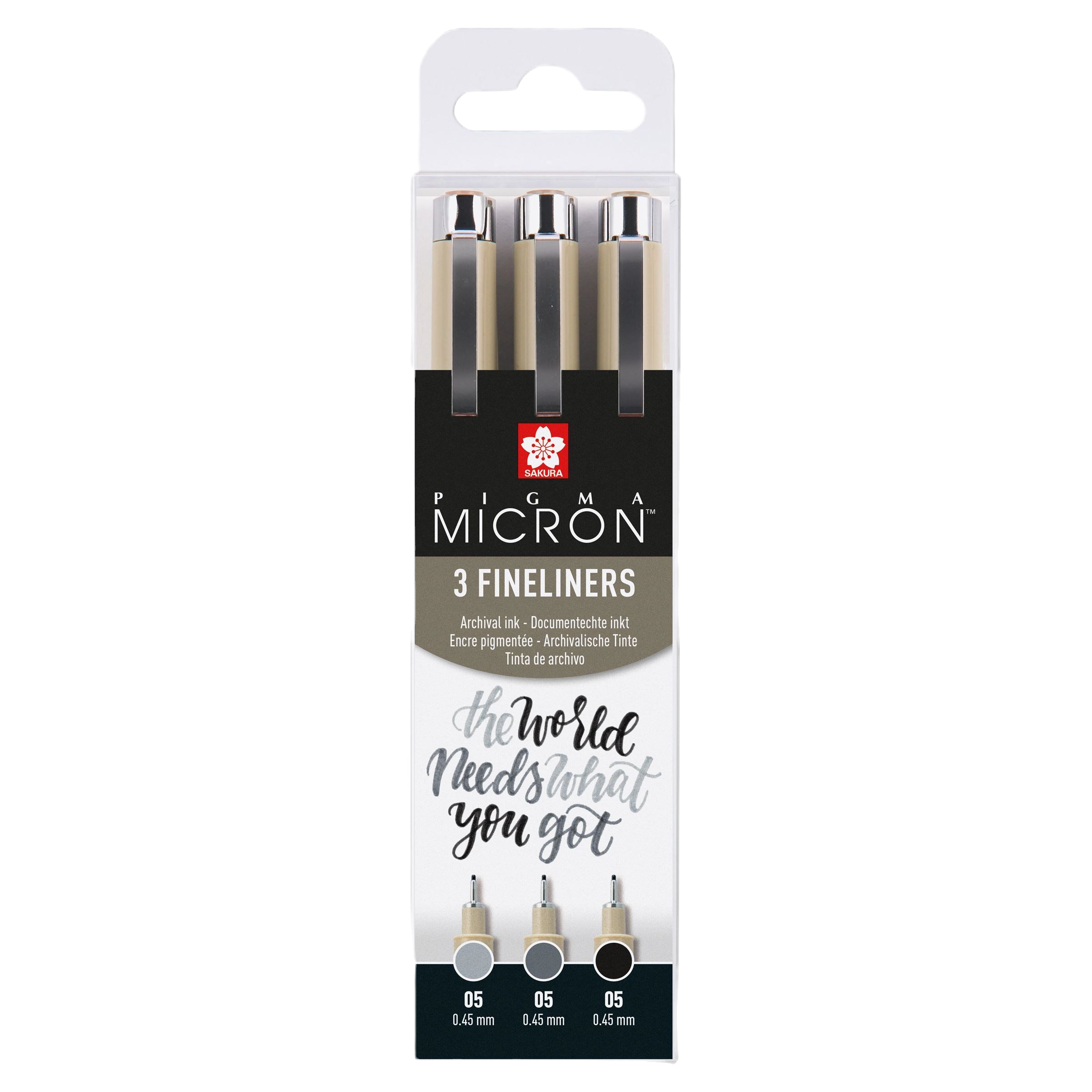 Pigma Micron 05 Fineliner Set | 3 pens, black & grey