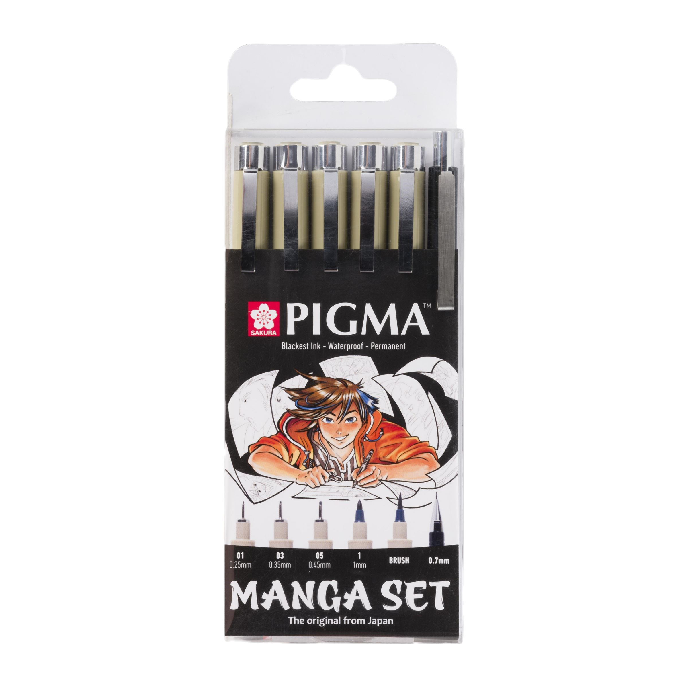 Pigma Micron Fineliner Set Manga Collection | 6 sizes Black