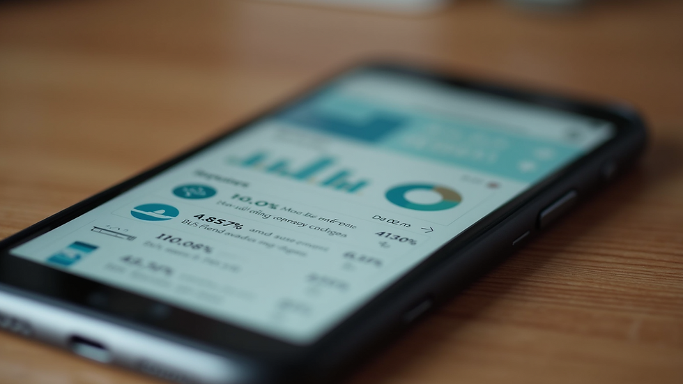 Eye-level view of a smartphone displaying social media analytics