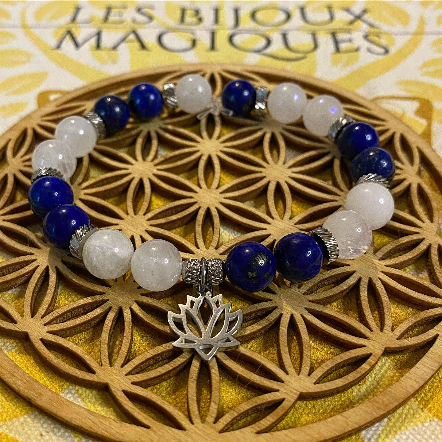 Bracelet en Pierre de lune et Lapis lazuli
