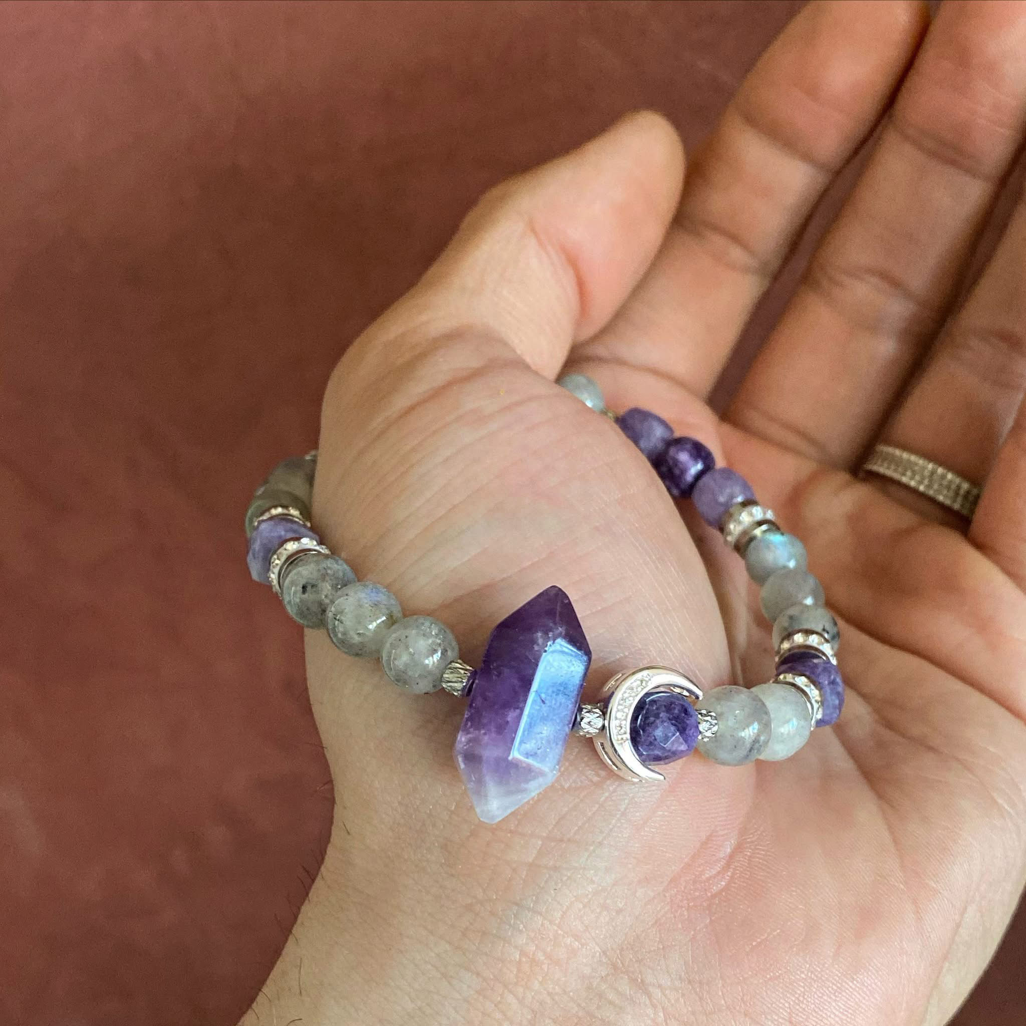 Bracelet -Lune Protectrice -Améthyste & Labradorite