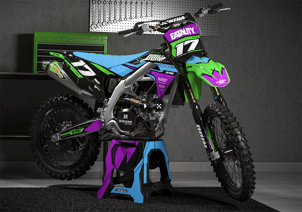 Kawasaki Dirt Bike with Graphic Kits - MxProDecals