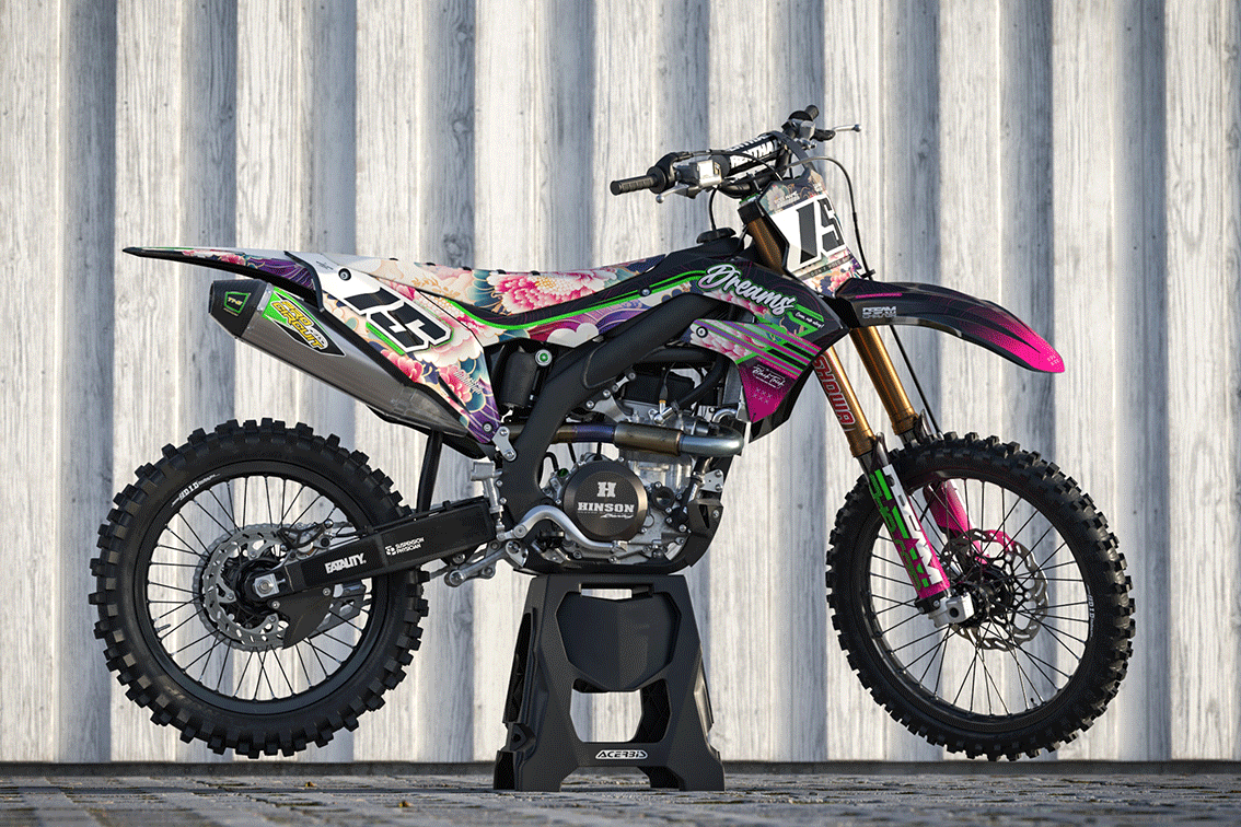 Kawasaki Dirt Bike with Graphic Kits - MxProDecals