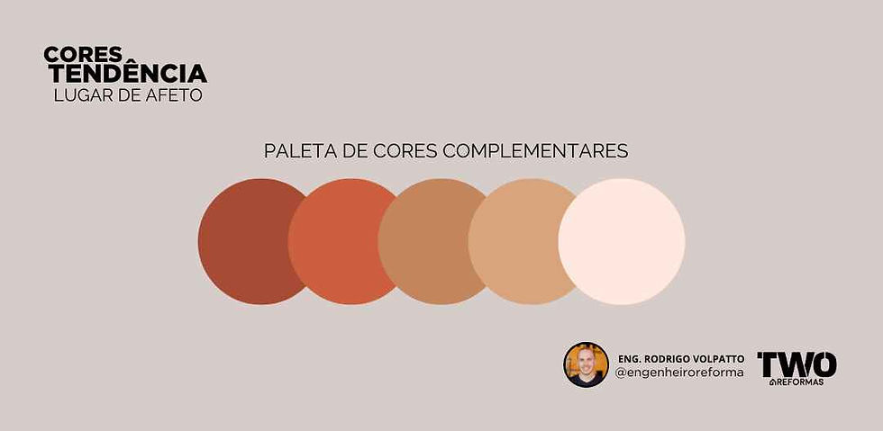 Paleta de cores complementares sugeridas para combinar com a cor Lugar De Afeto.