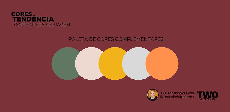 Paleta de cores complementares sugeridas para combinar com a cor Correteza Selvagem.